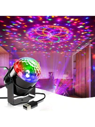 ضوء كرة الخفيف RGB بطاقة الطاقة عبر USB ذو نمط هندسي حديث مع مصباح ليلي متغير الألوان للحفلات والبارات والكاريوكي والحفلات الزفاف قطعة واحدة