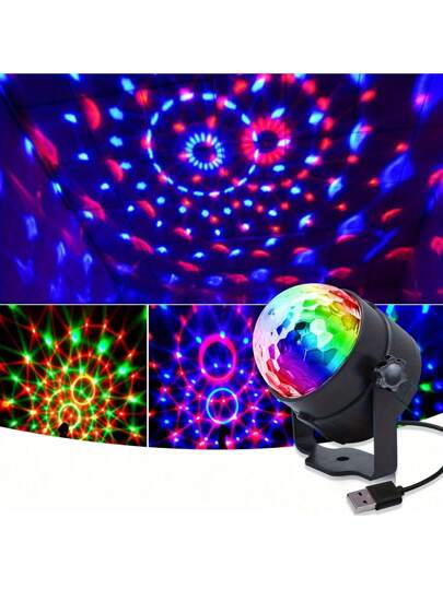 ضوء كرة الخفيف RGB بطاقة الطاقة عبر USB ذو نمط هندسي حديث مع مصباح ليلي متغير الألوان للحفلات والبارات والكاريوكي والحفلات الزفاف قطعة واحدة