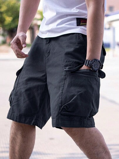 Manfinity Homme شورتات جيب وخصر صيفية للرجال