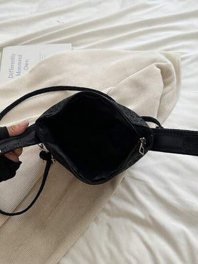 حقيبة صندوق نسيجية ذات هيكل لوني بسيط مع حزام كتف قابل للتعديل قطعة واحدة، مزودة بسحاب وغطاء إغلاق، حقيبة كتف/متقاطعة للسيدات للاستخدام اليومي، المواعدة، التسوق