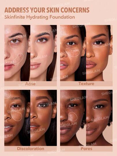 SHEGLAM عينة كريم أساس مرطب من Skinfinite-ديكور من الكتان لعيد الحب هدية حب شتاء مكياج حفلة شاطئ سفر عطلة تخييم في الهواء الطلق هدية وردة فتاة الموضة رأس السنة مستحضرات تجميل تنكرية أفضل رحلة مهرجانات لون فاخر سحر الحرم الجامعي المدرسة أجواء Cny علامة تجا