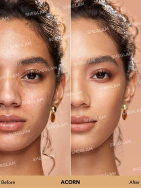 SHEGLAM كريم أساس مطفي يدوم طويلاً وقابل للتنفس من Complexion Pro-Acorn Matte-كريم أساس كامل التغطية مقاوم للتعرق-التحكم في الزيوت-تغطية كاملة-خافي عيوب-مقاوم للماء-تغطية كاملة تدوم طويلاً-خالٍ من المسام-خالٍ من العيوب-التحكم في الزيوت-لا يتلاشى-كريم أ...