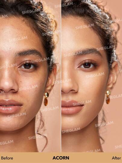 SHEGLAM كريم أساس مطفي يدوم طويلاً وقابل للتنفس من Complexion Pro-Acorn Matte-كريم أساس كامل التغطية مقاوم للتعرق-التحكم في الزيوت-تغطية كاملة-خافي عيوب-مقاوم للماء-تغطية كاملة تدوم طويلاً-خالٍ من المسام-خالٍ من العيوب-التحكم في الزيوت-لا يتلاشى-كريم أ...