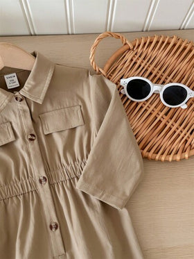 SHEIN LMoss Kids جمبسوت لحديثي الولادة للبنات، لون بني فاتح كيوت مع بنطال طويل، للخريف والشتاء