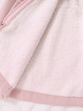 SHEIN Vintaside Kids معطف محشو باللمسات اللينة من قطع مختلفة وسحاب علوي للفتيات المراهقات، مبطن داخلياً لفصل الخريف/الشتاء
