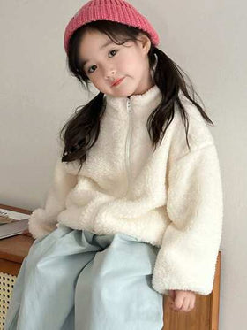 Dazy Kids معطف مبطن بلون أحادي للفتيات الصغيرات