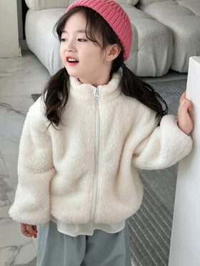 Dazy Kids معطف مبطن بلون أحادي للفتيات الصغيرات