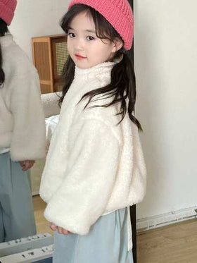 Dazy Kids معطف مبطن بلون أحادي للفتيات الصغيرات