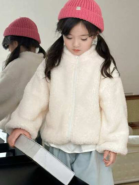 Dazy Kids معطف مبطن بلون أحادي للفتيات الصغيرات