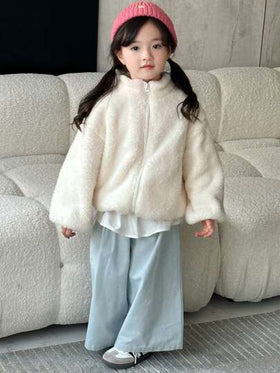 Dazy Kids معطف مبطن بلون أحادي للفتيات الصغيرات