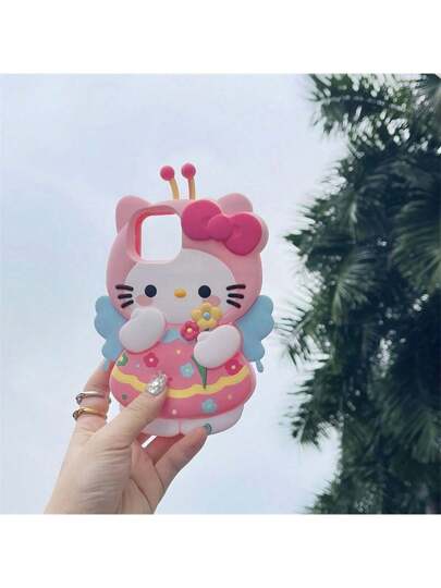 Sanrio 1 قطعة غطاء هاتف محمي بتصميم زهرة كرتونية ثلاثية الأبعاد وتصميم النحلة متوافق مع أجهزة iPhone 14/13/12/11/15 برو ماكس، مقاوم للصدمات، مناسب للرياضة والتسلق والأنشطة الخارجية والتخييم