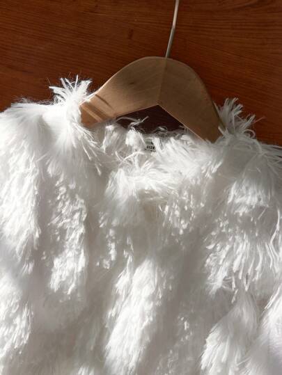 SHEIN Elladie kids معطف سترة أطفال بناتي كثيف وفضفاض ، ملابس خارجية دافئة ومتعددة الاستخدامات للارتداء في الخارج