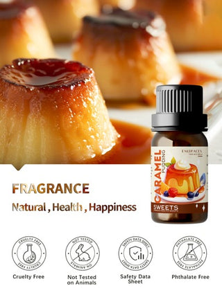 EMBRACEX. زيوت عطرية للعطور والعلاج بالروائح 10مل، زيت عطر البودينج الكراميل، طويل الأمد، عطر البودينج الكراميل الحلو المناسب لاستخدام السيارة والشموع ومبخرات الرطوبة ومشتتات الروائح والزيوت العطرية المناسبة كهدية نسائية