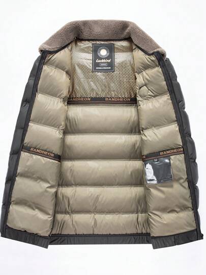 معطف رجالي لمتوسطي العمر، أنيق، ذو خطوط عمودية، جيبين مزدوجين، طوق من الفرو الصغير، جاكيت طويلة الأكمام كاجوال ودافئة للأب