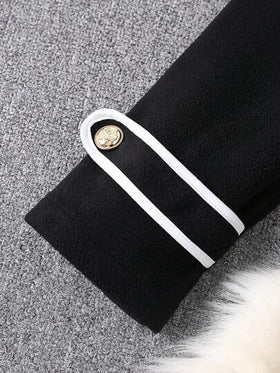 SHEIN Clasi جاكيت نسائية أنيقة ذات جودة مميزة بتصميم ياقة وحزام بألوان متباينة