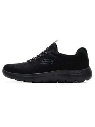 Skechers حذاء كاجوال رجالي، حذاء رياضي شبكي بسيط ومريح، يسمح بمرور الهواء، أسود 52811-BBK