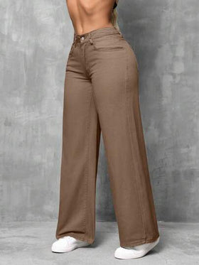 SHEIN SXY جينز كاجوال بتصميم فضفاض وواسع الساق وبجيوب للنساء