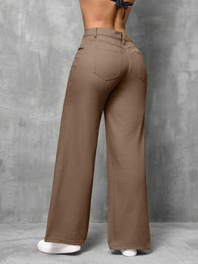 SHEIN SXY جينز كاجوال بتصميم فضفاض وواسع الساق وبجيوب للنساء