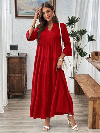 EMERY ROSE فستان عطلة بأكمام متدلية مفرغة وذيل منقوش للنساء