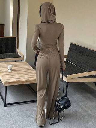 DAZY مجموعة ملابس رياضية لون سادة للنساء 2 قطعة
