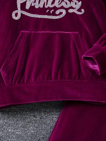 SHEIN Elladie kids طقم ملابس رياضية مريحة للفتاة الصغيرة بكنزة مزودة بقبعة والتي لها أكمام طويلة 2 قطعة، خريفي