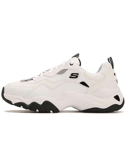 Skechers حذاء رجالي ذو نعل سميك لزيادة الطول من الجيل الثالث من أحذية الباندا، حذاء رياضي خفيف الوزن، حذاء كاجوال 237152-WHT