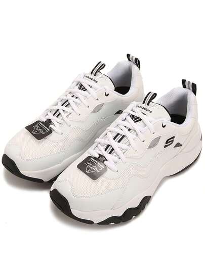 Skechers حذاء رجالي ذو نعل سميك لزيادة الطول من الجيل الثالث من أحذية الباندا، حذاء رياضي خفيف الوزن، حذاء كاجوال 237152-WHT