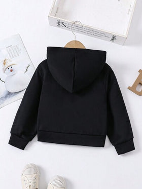 SHEIN Explorewe معطف كاجوال بسحاب وكابوشون بلون سادة, أكمام طويلة فتاة صغيرة, ربيع وخريف