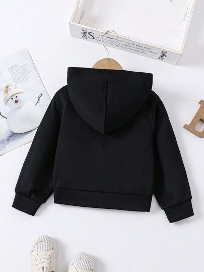 SHEIN Explorewe معطف كاجوال بسحاب وكابوشون بلون سادة, أكمام طويلة فتاة صغيرة, ربيع وخريف