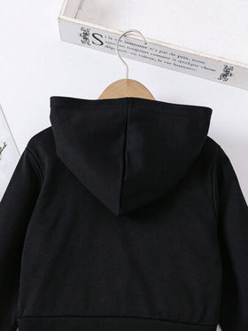 SHEIN Explorewe معطف كاجوال بسحاب وكابوشون بلون سادة, أكمام طويلة فتاة صغيرة, ربيع وخريف