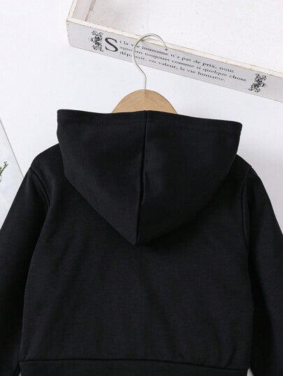 SHEIN Explorewe معطف كاجوال بسحاب وكابوشون بلون سادة, أكمام طويلة فتاة صغيرة, ربيع وخريف