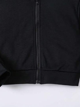 SHEIN Explorewe معطف كاجوال بسحاب وكابوشون بلون سادة, أكمام طويلة فتاة صغيرة, ربيع وخريف