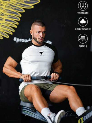 Manfinity Sport PWRUP قمصان رياضة ضاغطة بأكمام قصيرة مريحة بطراز الحبيب للرجال، قمصان بطباعة عبارة "أنا أحب صديقي الحبيب"، سروال جوجر بطراز الحبيب للرجال، مناسبة للدراسة والرياضة