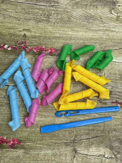 18 قطعة من ملحقات تصفيف الشعر المحمولة، أدوات تجعيد الشعر، لفافات الشعر DIY، لفافات الشعر، تجعيد بدون حرارة، مستلزمات السفر والعودة إلى المدرسة والعطلات، ملحقات الشعر للنساء، فرشاة الشعر المجعد، لفافات، منتجات الشعر المجعد، مجعد، لفافات للشعر، تجعيد ال...