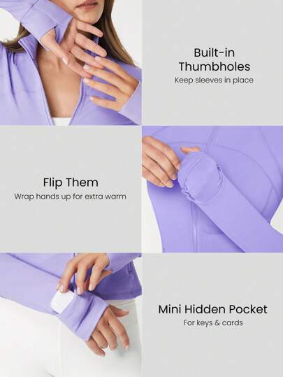 GLOWMODE جاكيت سوتر ذات أداء ممتاز مع جيوب آمنة من FeatherFit™ Slim-It صالحة لليوغا منخفضة الأثر واليوميات في الخريف