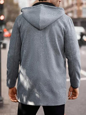 Manfinity Homme معطف طويل مبطن بياقة للرجال في فصل الخريف والشتاء مع جيوب، كاجوال