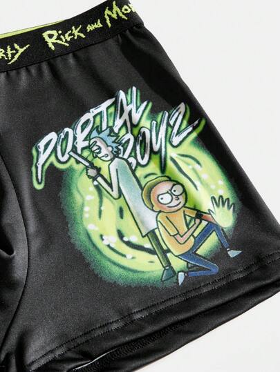 Rick and Morty X SHEIN 3 قطع من سراويل داخلية للرجال مطبوعة برسومات كرتونية وأحرف