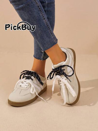 PickBuy أحذية رياضية كاجوال للنساء بركبة منخفضة مريحة، مزودة بفيونكة ، أحذية رياضية مكسرة للرياضة والمشي المدرسي والتنقل