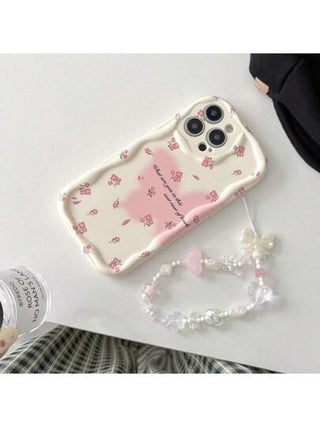 غطاء هاتف TPU به صبغة ربطة قطرات بيضاء على شكل فراشة متوافق مع أيفون 14 برو ماكس/13 قطعة واحدة