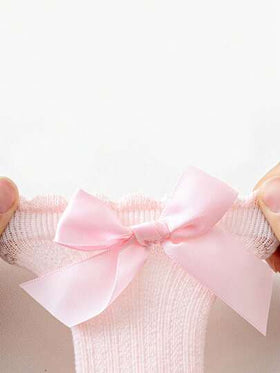 5 أزواج من جوارب الكاحل مزينة بشريط كبير الحجم للأطفال بطراز الأميرة، قابلة لمنع الانزلاق، مناسبة للربيع والصيف والخريف والشتاء