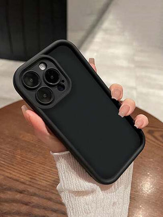 غطاء هاتف ناعم أسود مع تجاويف متوافق مع iPhone 14/15/XR/7P8P/P12ProMax/P13ProMax/P14ProMax/P13/P14/P11/P12/P14، غطاء واقي سميك أنيق وعصري ل- XS/S/XSMAX/7 8 SE2