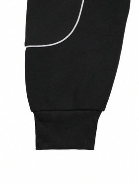 مجموعة جاكيت وبنطلون رياضي كاجوال بجيب أمامي مبسط للرجال، ملابس خريفية