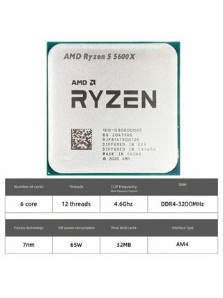 AMD معالج AMD Ryzen 5 5600X R5 5600X 3.7 جيجاهرتز 6 نواة 12 خيط 7 نانومتر 65 واط ذاكرة كاش L3=32M المقبس AM4 جديد بدون مبرد