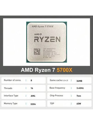AMD AMD Ryzen R7 5700X 7 5700X وحدة المعالجة المركزية 3.4جيجا هرتز 8 نواة 16 خيط 7 نانومتر ذاكرة تخزين مؤقتة 32م الموصل AM4 جديد بدون مروحة