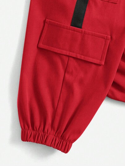 SHEIN بنطال جانبي مريح عادي للأولاد مع جيوب وسحاب