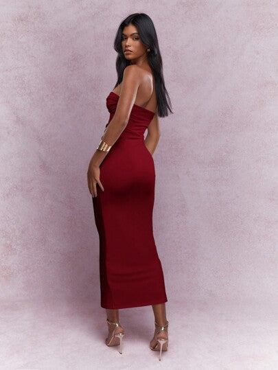 MISSGUIDED فستان ماكسي ضيق بتفاصيل عقدة البرم من الجيرسيه