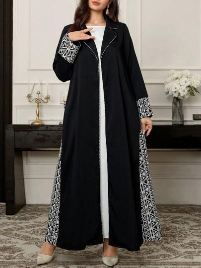 Al Najma كارديجان ألوان كتل رقعي بأكمام طويلة للحياة اليومية العفوية، رداء طويل فاخر بياقة لفيف متواضع، مناسب للحفلات المسائية/ضيف الزفاف/الذكرى السنوية/اليومي