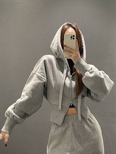 DAZY سوير قطني أنثوي أحادي اللون بسحاب وكابوشون خصر عالٍ