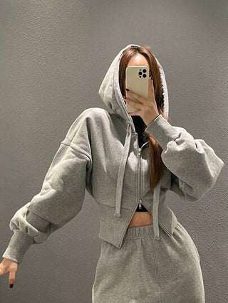 DAZY سوير قطني أنثوي أحادي اللون بسحاب وكابوشون خصر عالٍ