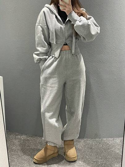 DAZY سوير قطني أنثوي أحادي اللون بسحاب وكابوشون خصر عالٍ